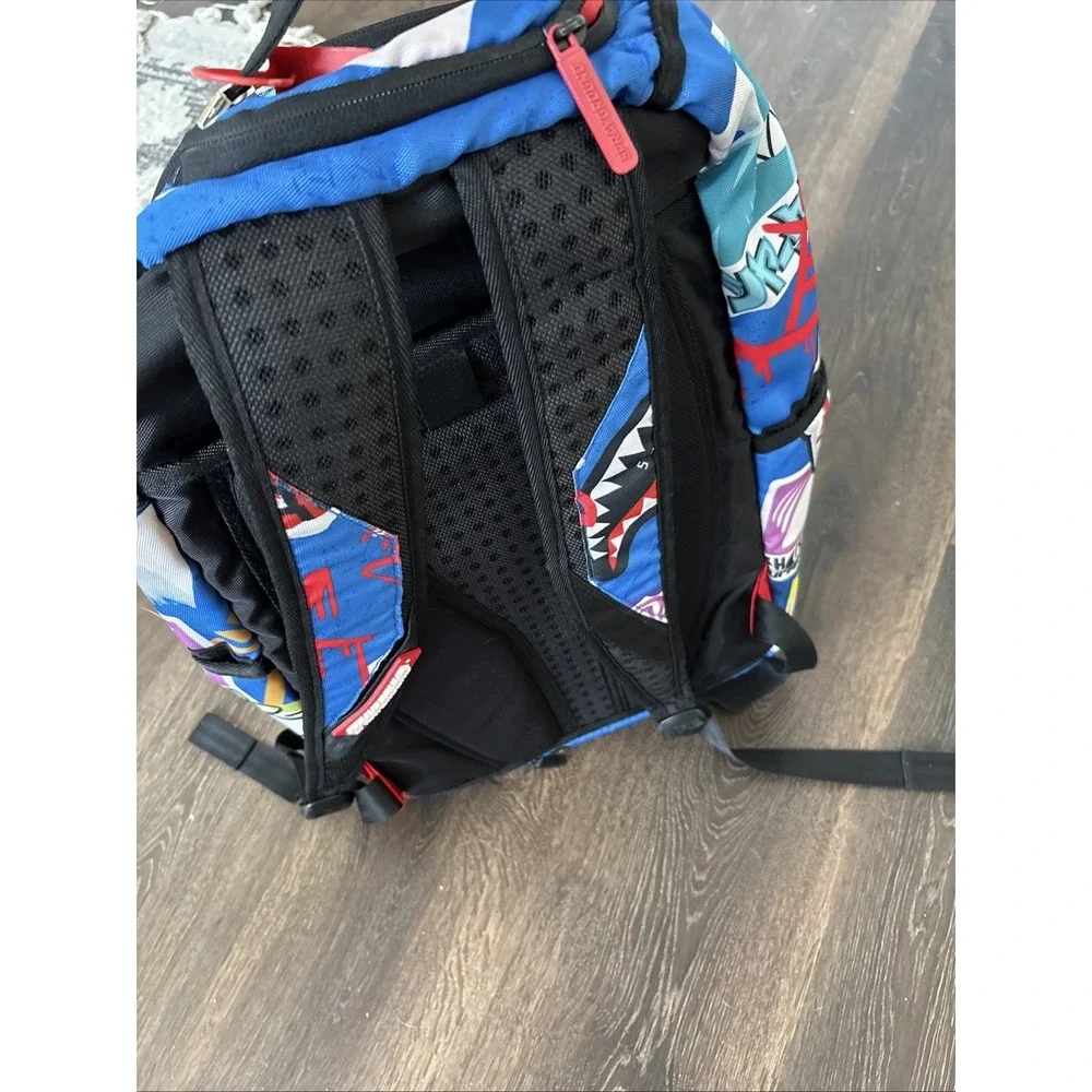 Sprayground Japanese Street Sign Backpack Limited Edition Blue Graffiti Shark